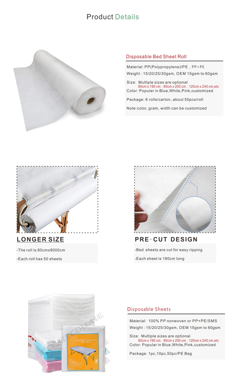 Disposable PP Nonwoven Medical Bed Sheet Surgical Bedsheet Medical Bed Sheet Sheet Medical Under Pad