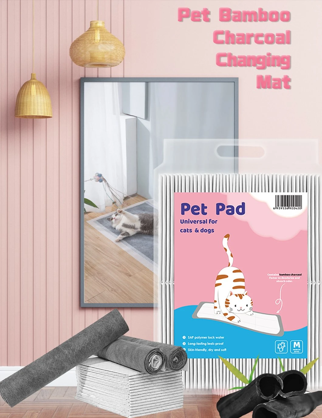 Biodegradable Disposable Bamboo Charcoal Training Toilet PEE Dog Pet Puppy Pad Pet Sanitary Products Pet Pad